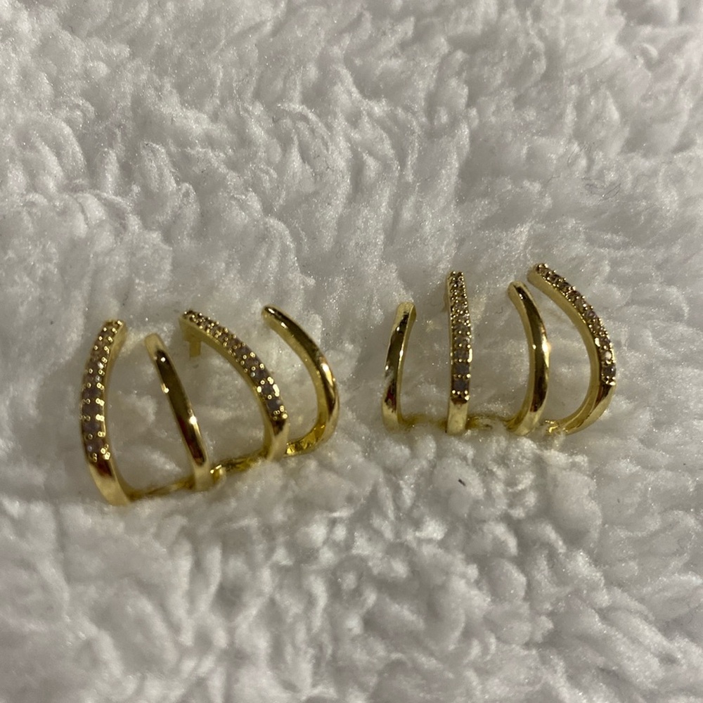 Earrings Ear Cuff/Zircon Piercing Claw/14K Gold over Stainless Steel -925 Post